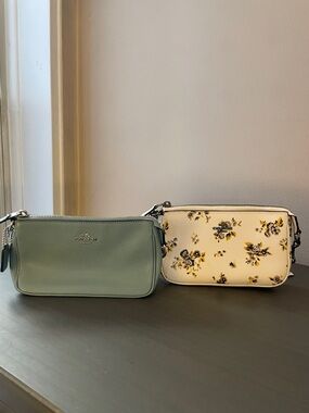 Two Coach Wristlets in Sage Green and Floral Cream